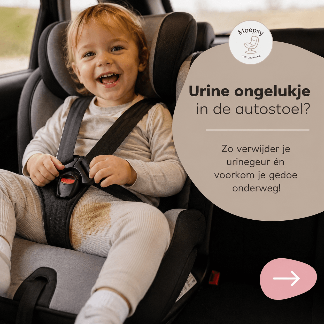 Peuterstoel in auto beschermen tegen ongelukjes en urinegeur